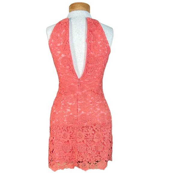 Lulus Women’s Coral Appliqué Lace Body Con Cocktail Wedding Guest Dress … - Picture 4 of 9